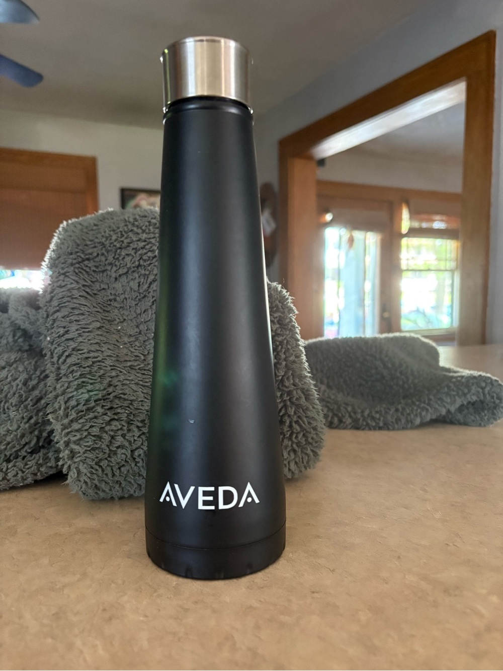 AVEDA Matte Black Insulated Bottle with Silver Cap